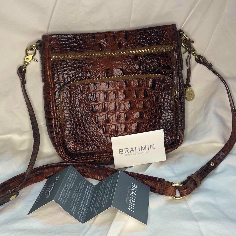 Brahmin Cleo Pecan Croc Embossed Cross body bang